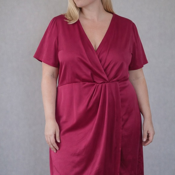 SHEIN Women's Satin Wrap dress - Deep Pink - Picture 1 of 10